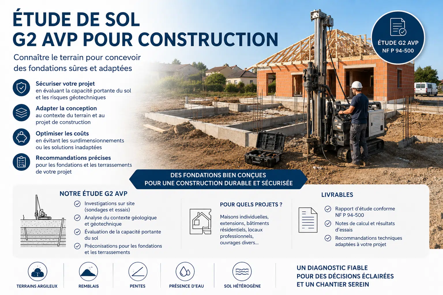 Étude de sol G2 AVP pour un projet de construction tude de sol G2 AVP pour construction et dimensionnement des fondations – BETB