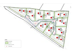 ETUDE DE SOL G1PGC à AIX EN PROVENCE (13) BOUCHES DU RHONE Plan géotechnique d’un lotissement avec points de sondage dans les Bouches-du-Rhône