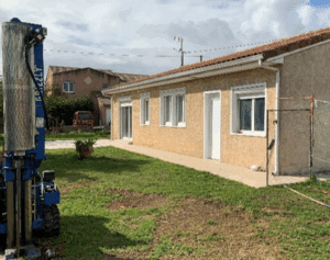 Sondages au pénétromètre dynamique lourd pour une étude de sol sur St pierre de riviere . Cette methode permet de vérifier la résistance de sol pour l’emprise au sol du projet