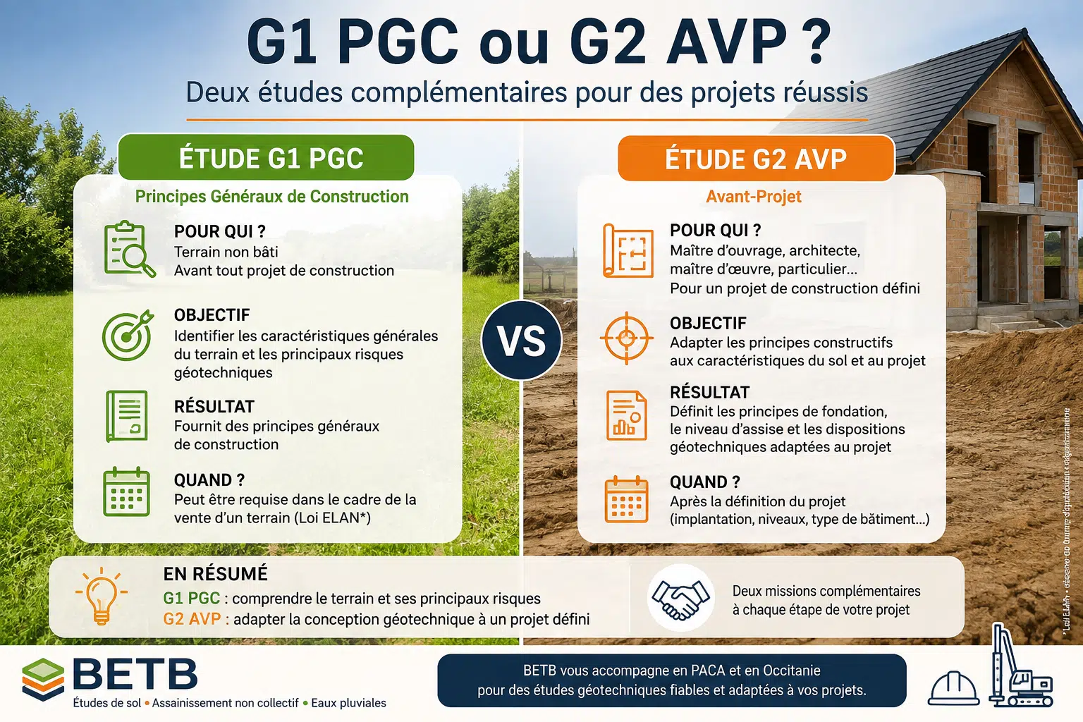 Différence entre une étude de sol G1 PGC et une étude géotechnique G2 AVP – BETB Différence entre une étude de sol G1 PGC et une étude géotechnique G2 AVP – BETB