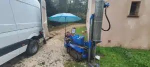 ETUDE DE SOL G2AVP RENOVATION VAR Sondages au pénétromètre dynamique lourd pour une étude de sol. Cette méthode permet de vérifier la résistance de sol