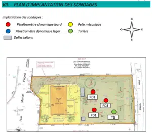 ETUDE DE SOL G1PGC LE PRADET Représentation dans le rapport d’étude du positionnement des sondages sur la parcelle