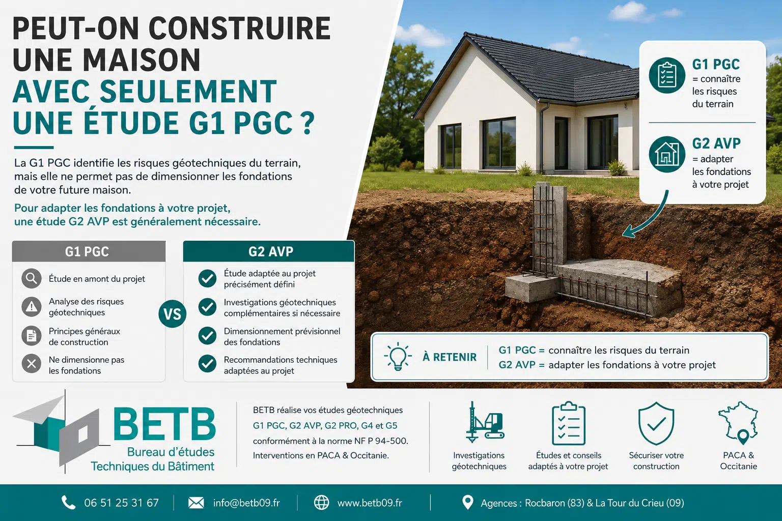 Étude de sol G1 PGC et G2 AVP pour la construction d’une maison – BETB G1 PGC ou G2 AVP pour construire une maison ?
